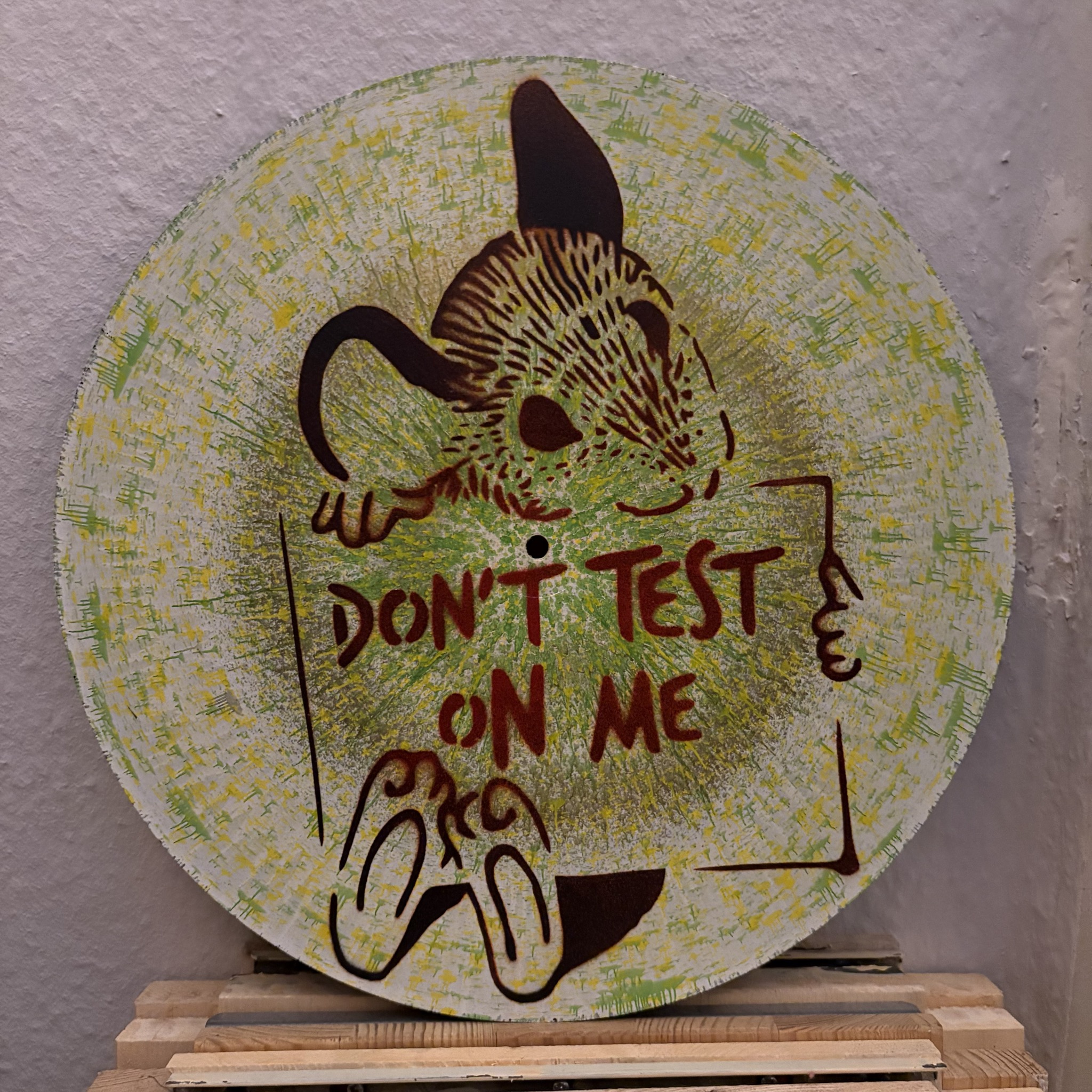 Besprühte Schallplatte - Don't Test on Me